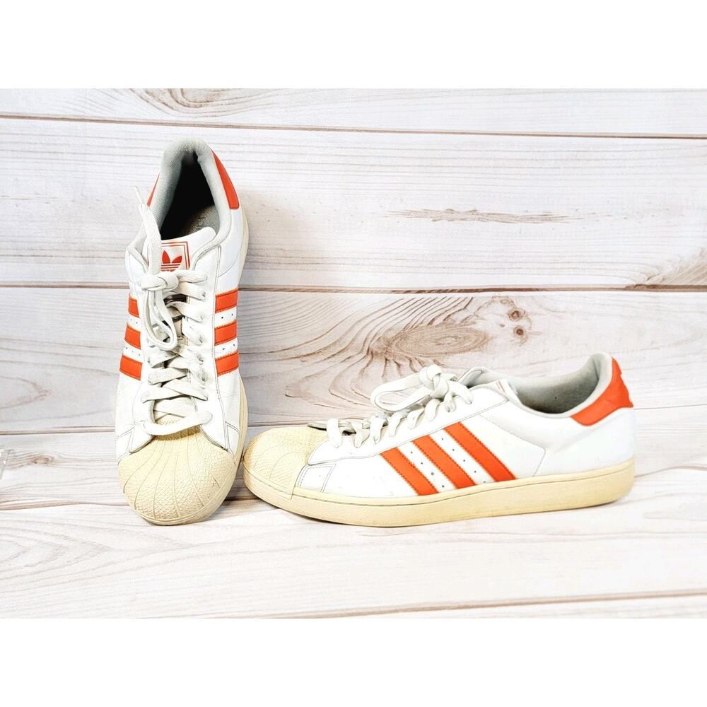 ADIDAS 681001 Art #G17903 White Orange Stripe Leather Men’s Size 17 Sneakers